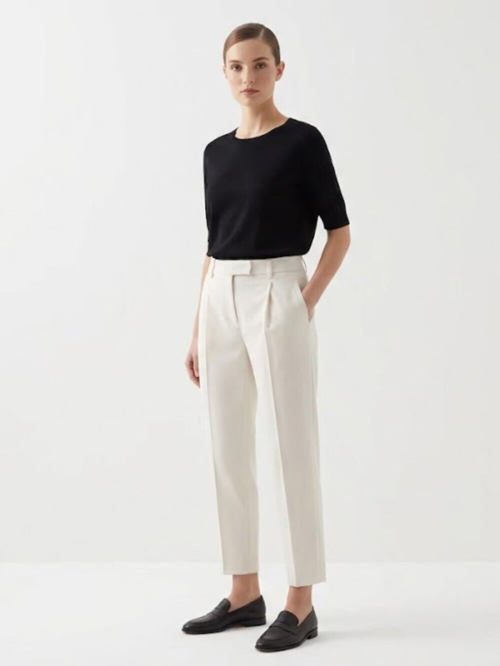 Brunello Cucinelli Cream Tailored Pleat-Front Trousers Size 0